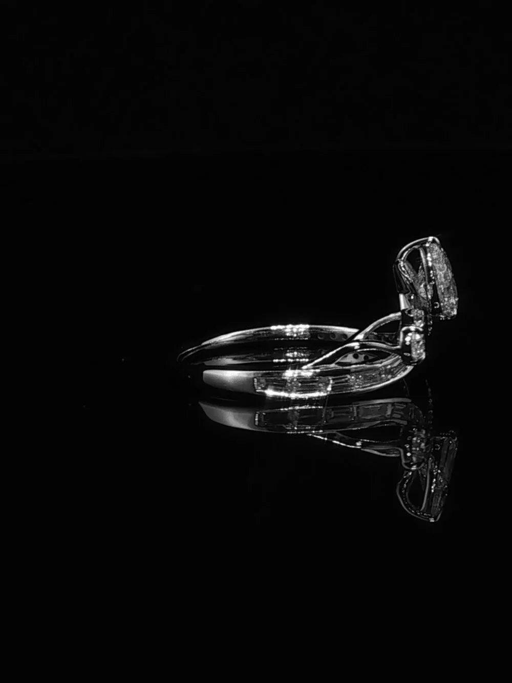 14K White Gold 2 Pear Lab Diamond Wrap Statement Ring